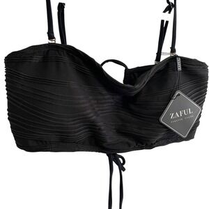 Zaful Black Ruched Drawstring Top Sexy Swimwear NWT‎ US 6